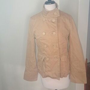 EUC Mossimo Khaki Corduroy double breasted fully lined Pea Coat